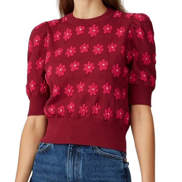 kate spade Sweaters - Kate Spade New York Marker Floral
Rhubarb Sweater Sz Medium